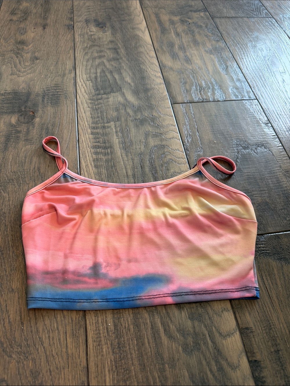 Fashion Nova Pink Yellow Blue Tie-Dye Spaghetti Strap Bralette